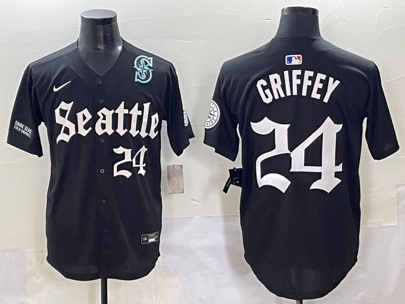 Men 2025 Seattle Mariners #24 Griffey Black Five generations Joint Name Nike MLB Jersey style 11->seattle mariners->MLB Jersey